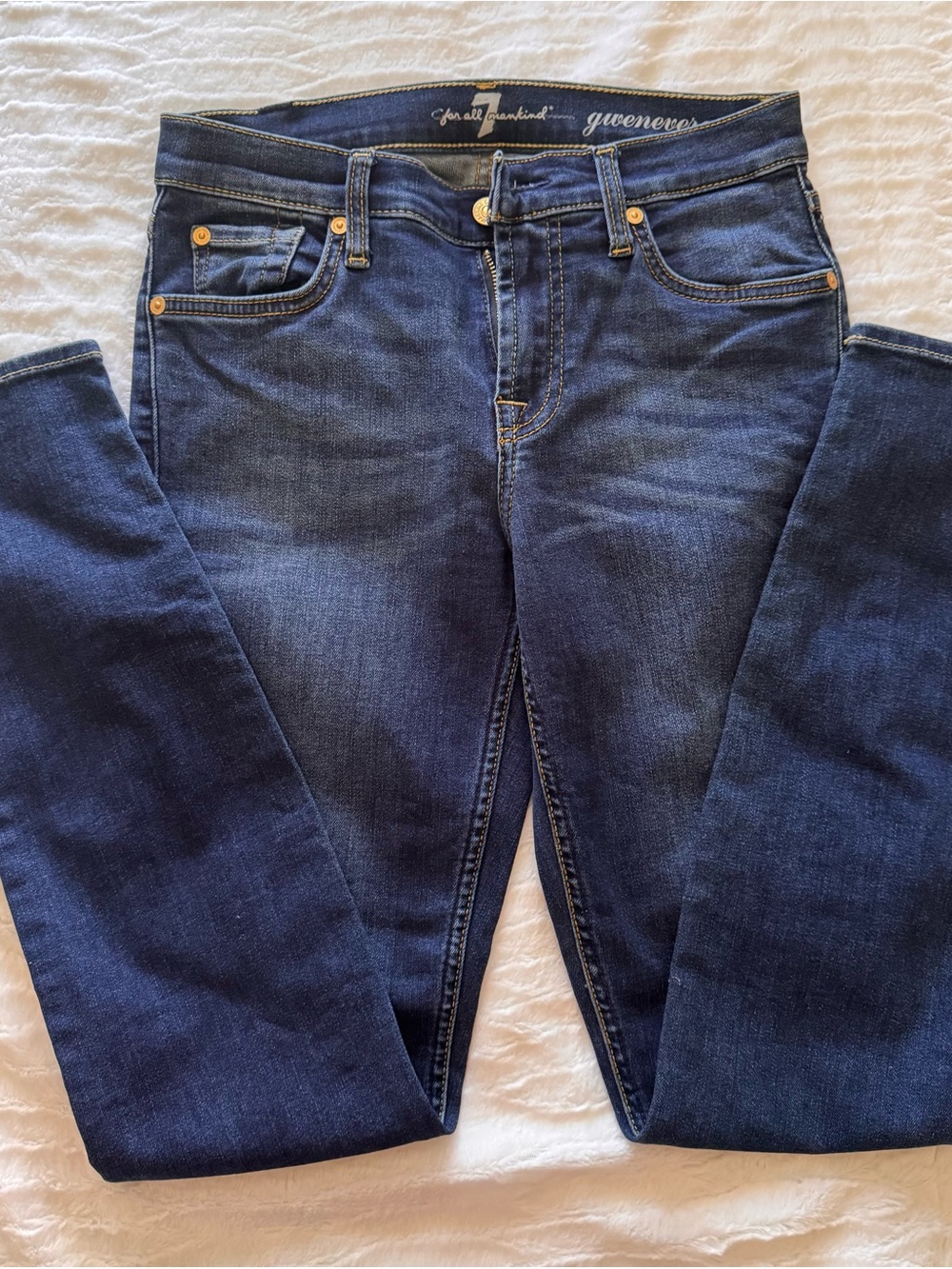7 For All Mankind Dark Indigo Skinny JeansSize 26, Gwenevere - Picture 2 of 6